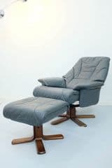 Vintage Recliner Chair with Ottoman - image blurred placeholder