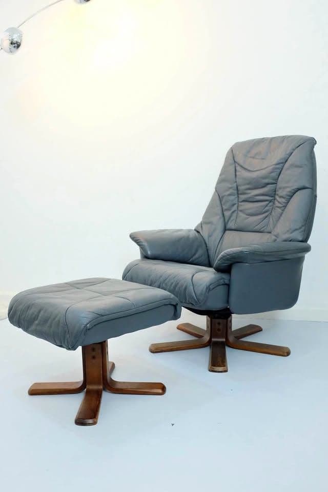 Vintage Recliner Chair with Ottoman
