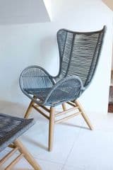 Grey Woven Rope Lounge Chair & Ottoman - image blurred placeholder
