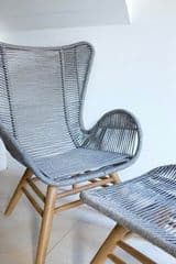 Grey Woven Rope Lounge Chair & Ottoman - image blurred placeholder