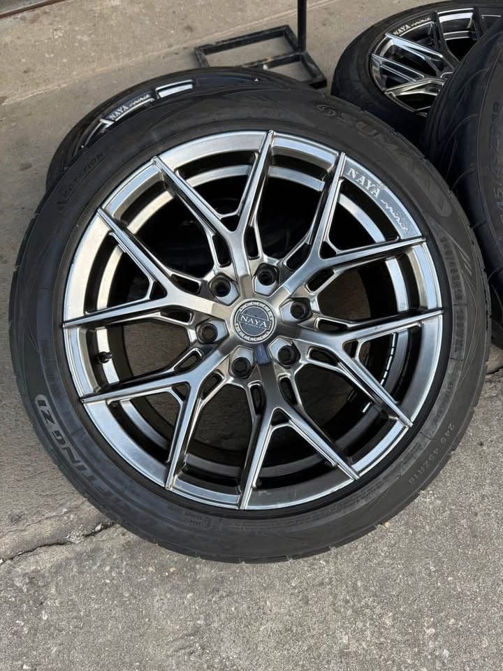 NAYA Wheels 18x9 ET20 6 Bolt 139.7 with Dcenti tires 245/45/18