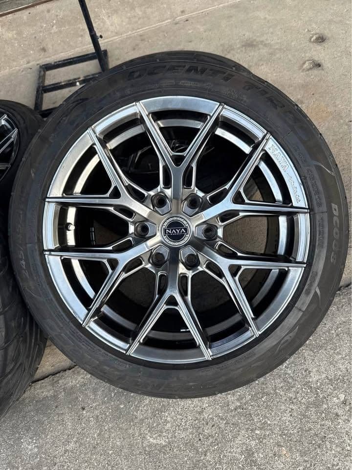 NAYA Wheels 18x9 ET20 6 Bolt 139.7 with Dcenti tires 245/45/18