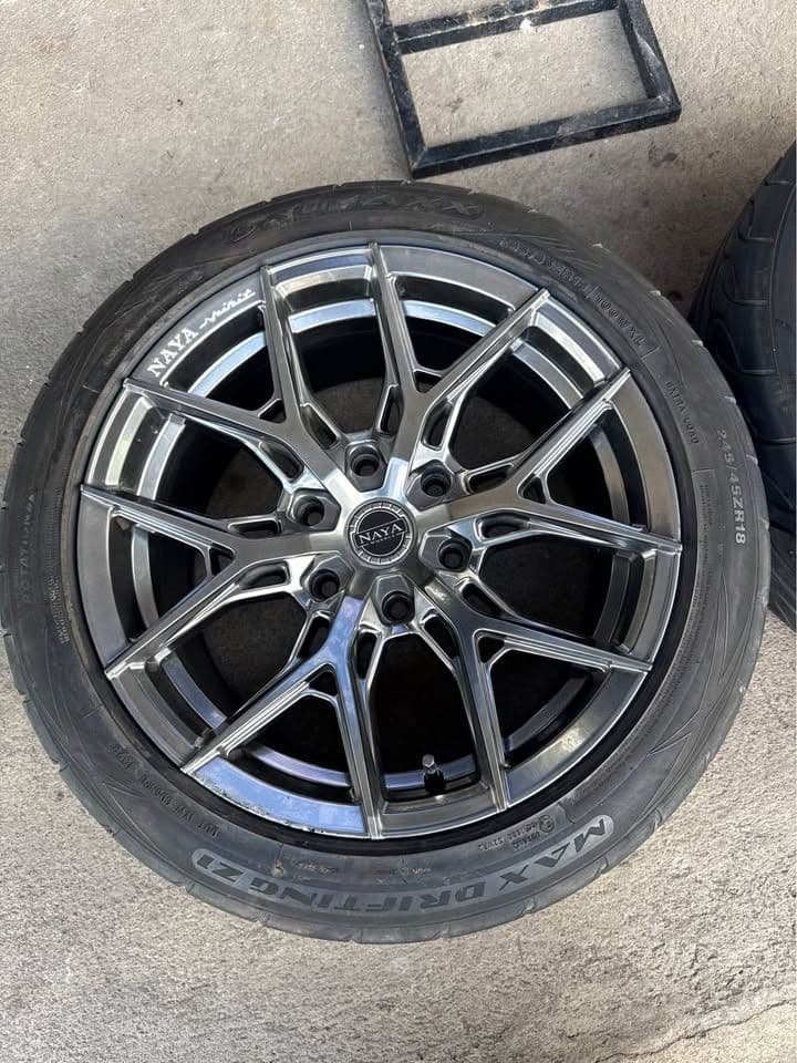 NAYA Wheels 18x9 ET20 6 Bolt 139.7 with Dcenti tires 245/45/18