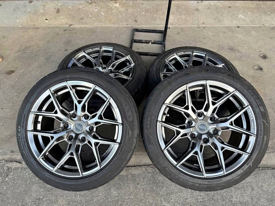 NAYA Wheels 18x9 ET20 6 Bolt 139.7 with Dcenti tires 245/45/18