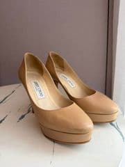 Jimmy Choo Women's Cream and Tan Courts size 36.5 - image blurred placeholder