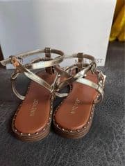 NINE WEST MARCILA3 STUDDED ANKLE STRAP SANDALS - GOLD - image blurred placeholder