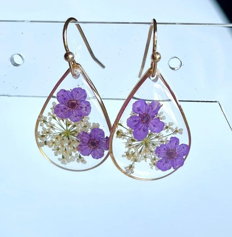 Purple Flower Earrings