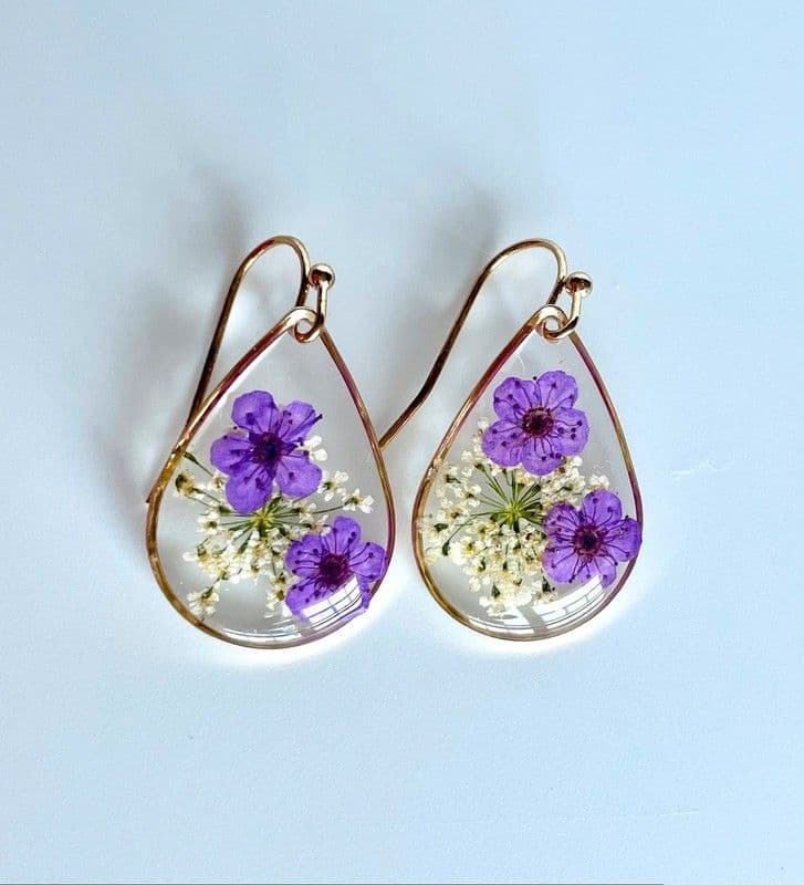 Purple Flower Earrings
