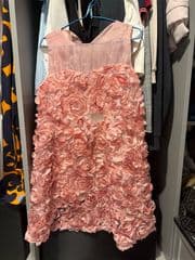 Pink Short Dress with Rose Pattern - image blurred placeholder