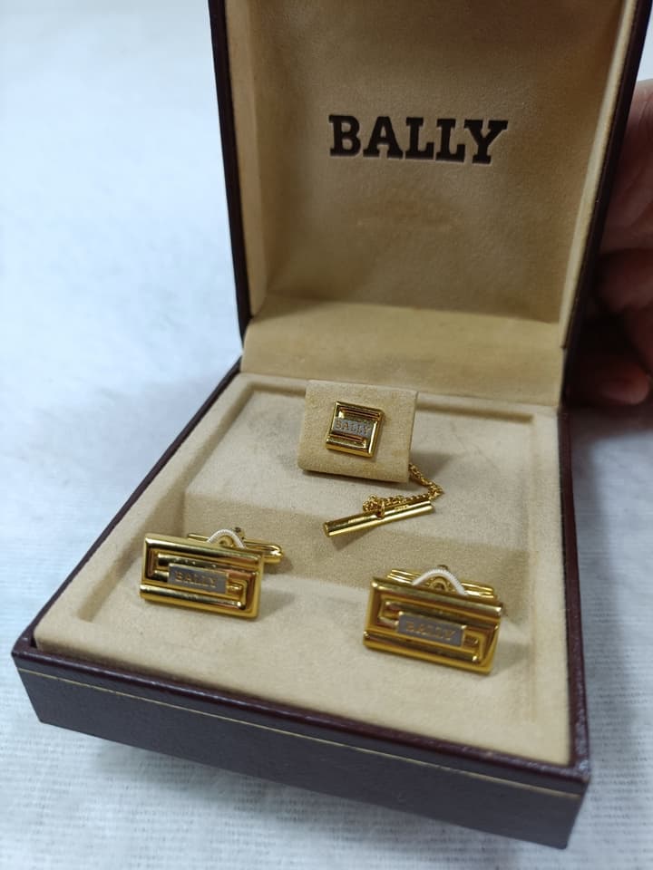 คัฟลิงค์ + เข็มกลัดติดเนคไท แบรนด์ BALLY แท้