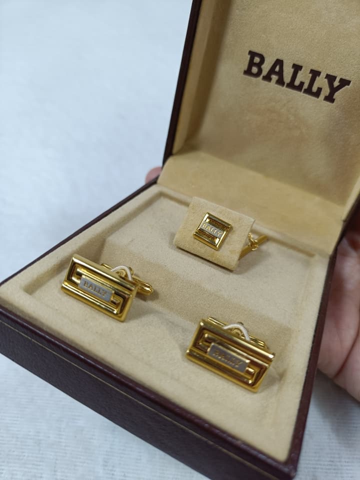 คัฟลิงค์ + เข็มกลัดติดเนคไท แบรนด์ BALLY แท้