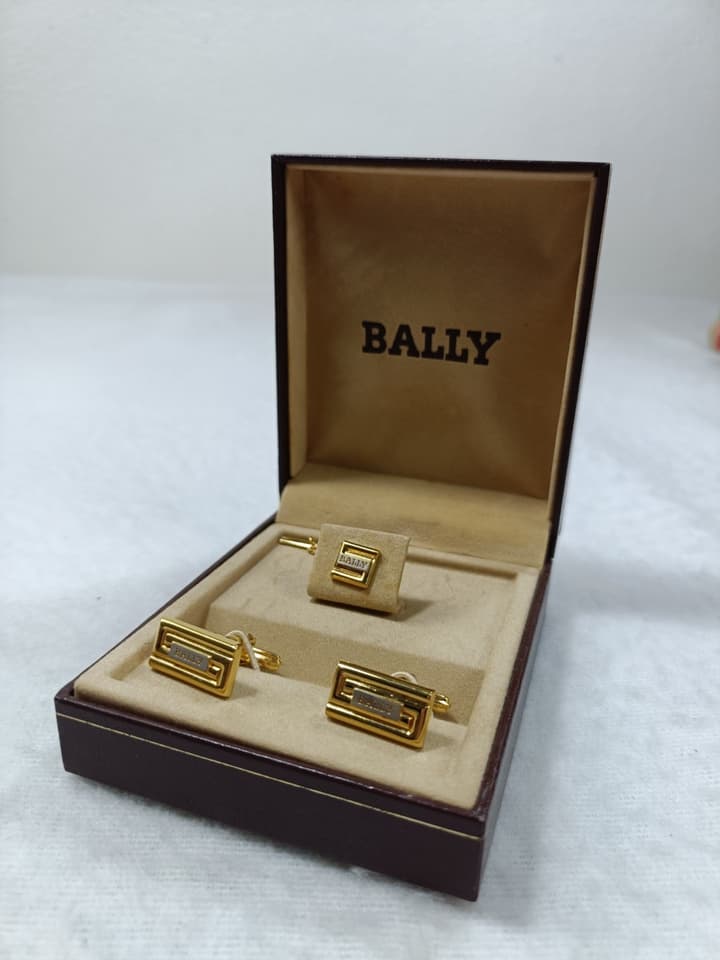คัฟลิงค์ + เข็มกลัดติดเนคไท แบรนด์ BALLY แท้