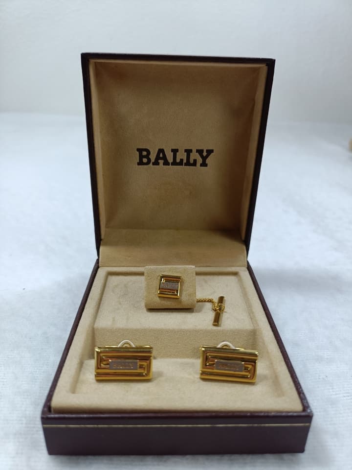 คัฟลิงค์ + เข็มกลัดติดเนคไท แบรนด์ BALLY แท้