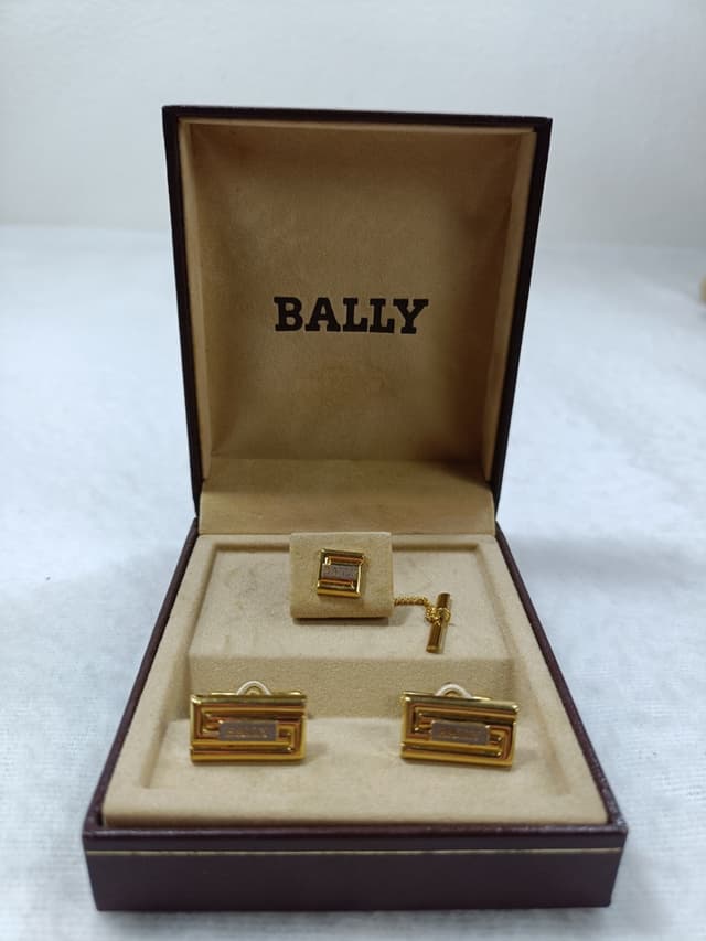 คัฟลิงค์ + เข็มกลัดติดเนคไท แบรนด์ BALLY แท้