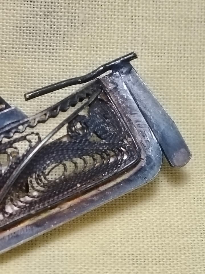 เข็มกลัดเงินแท้ สไตล์วินเทจ ลวดลายฉลุ เรือเกาะโกโซ