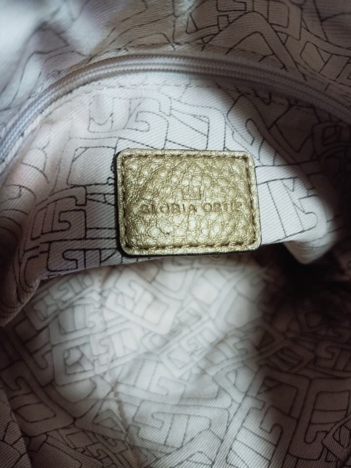 Genuine Leather Shoulder Bag, Gold