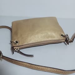 Genuine Leather Shoulder Bag, Gold - image blurred placeholder