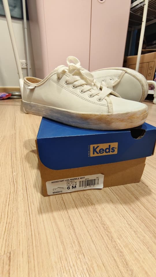 Women's Keds Kickstart Lea Marble White Sneakers
