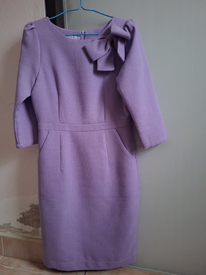 Purple pencil dress, size M, waist 28, bust 34, hips 36, App shop brand