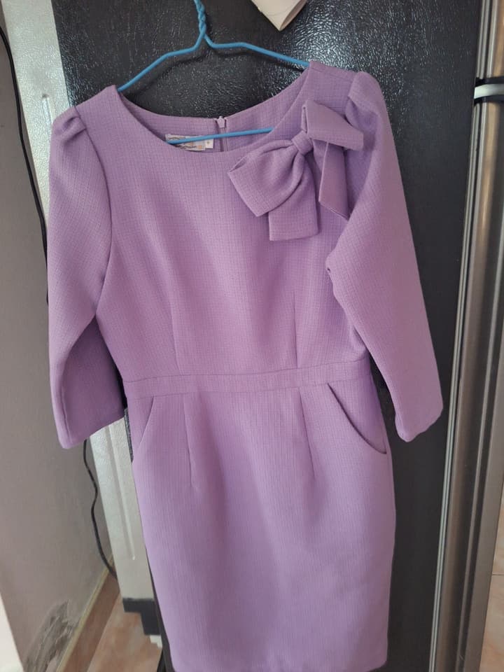 Purple pencil dress, size M, waist 28, bust 34, hips 36, App shop brand
