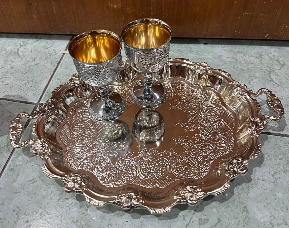 Tray with 6 Stainless Steel Cups