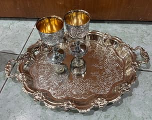 Tray with 6 Stainless Steel Cups - image blurred placeholder