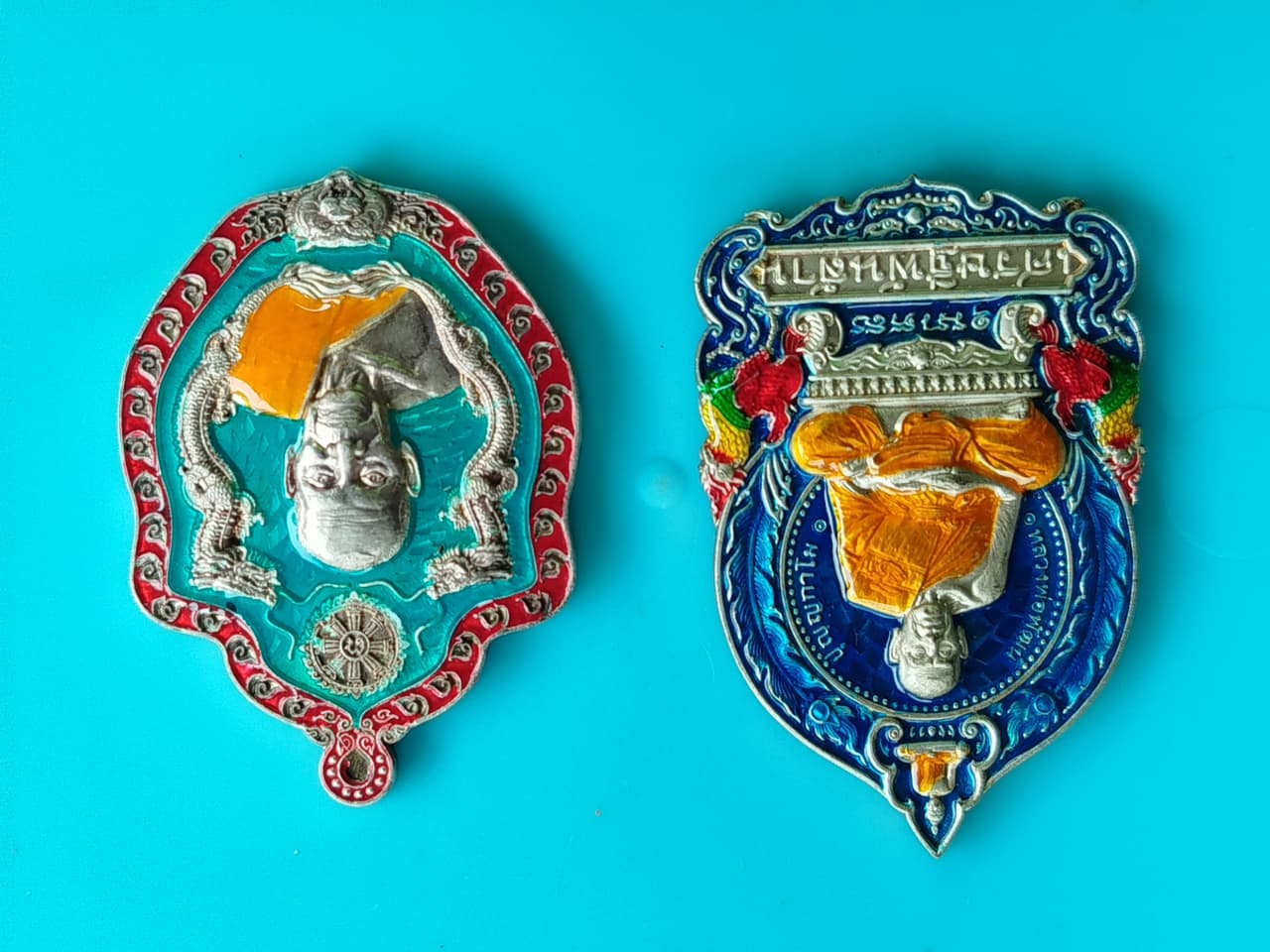 Луанг Пхо Пхат, серебро с эмалью, 2 шт.