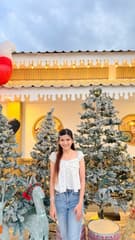 เสื้อแขนตุ๊กตาสีขาว ลายโบว์สีฟ้า - image blurred placeholder