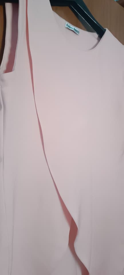 เสื้อแขนกุด สีชมพูหวาน ยาวคลุมสะโพก