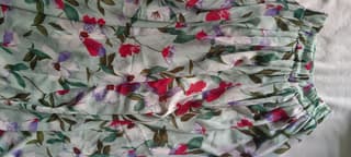 กางเกงกระโปรงผ้าชีฟองลายดอกไม้ สีเขียวมิ้นท์ - image blurred placeholder