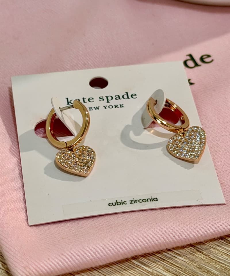 Серьги Kate Spade в форме сердца, подвесные, цвет rose gold