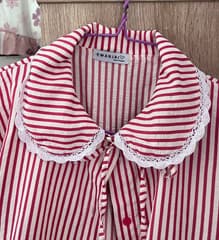 เสื้อแขนตุ๊กตา ลายทาง สีขาวแดง - image blurred placeholder