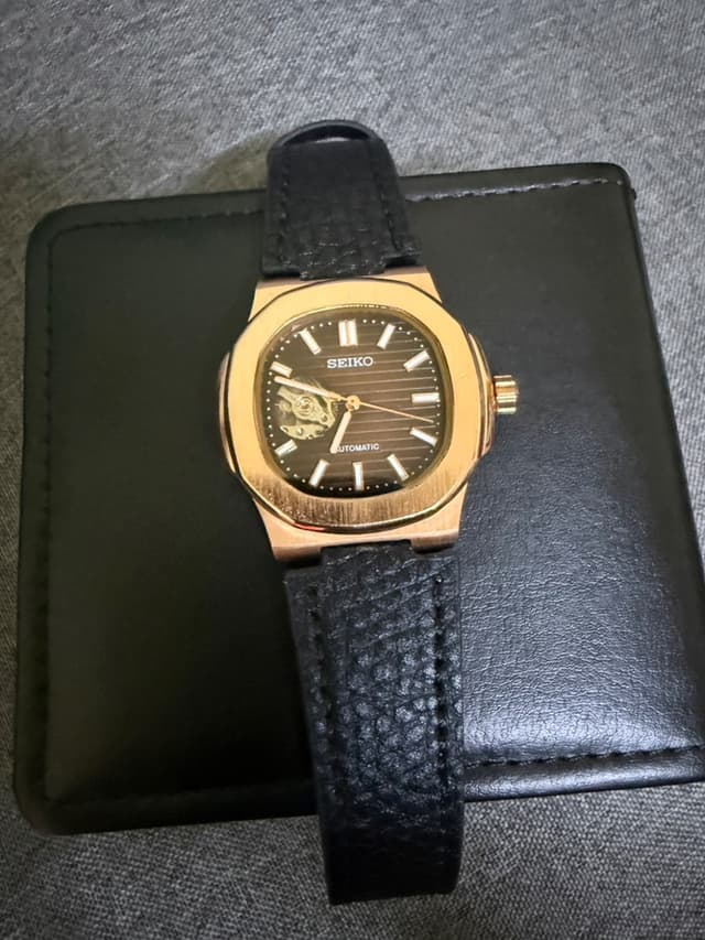 นาฬิกา SEIKO สีโรสโกลด์ ของแท้ หายาก สายหนังแท้ SEIKO
