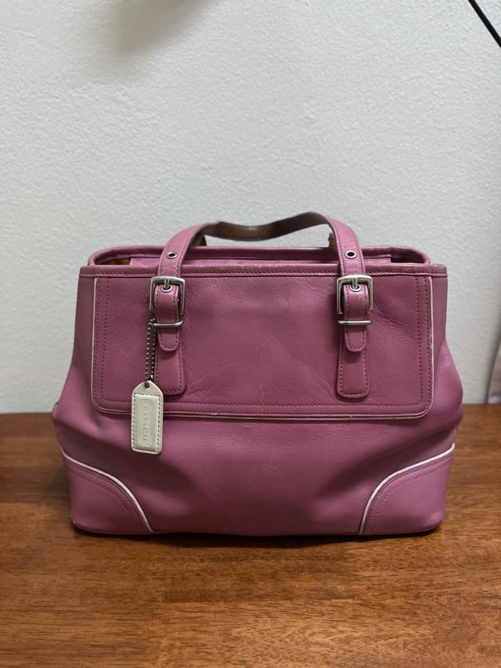 Кожаная сумка-сэтчел COACH Hampton, Dark Fuchsia