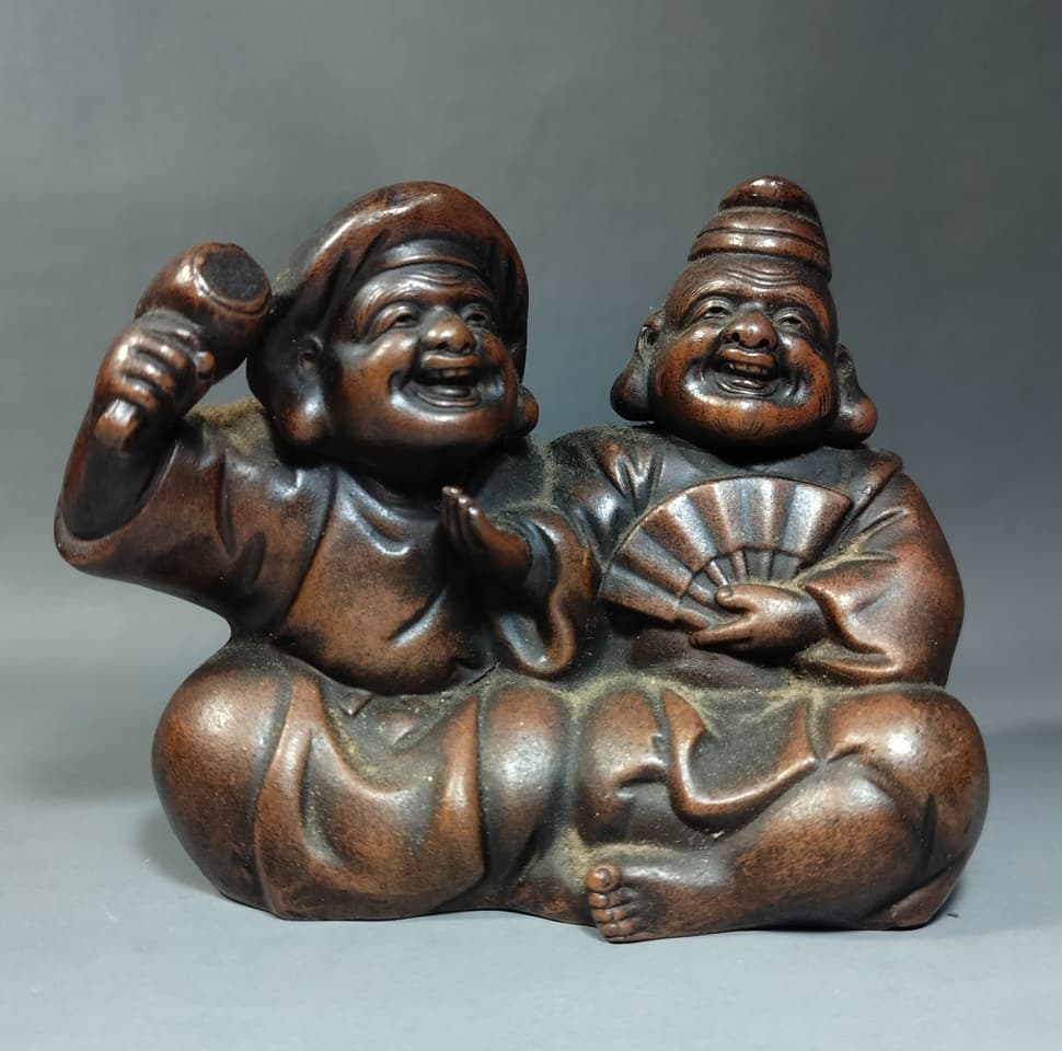 Статуэтка японских богов Bizen Ware Эбису и Дайкоку
