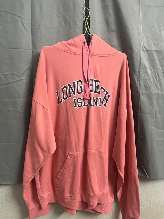 เสื้อฮู้ดแขนยาว ตัวใหญ่ สีชมพู มีตำหนิ