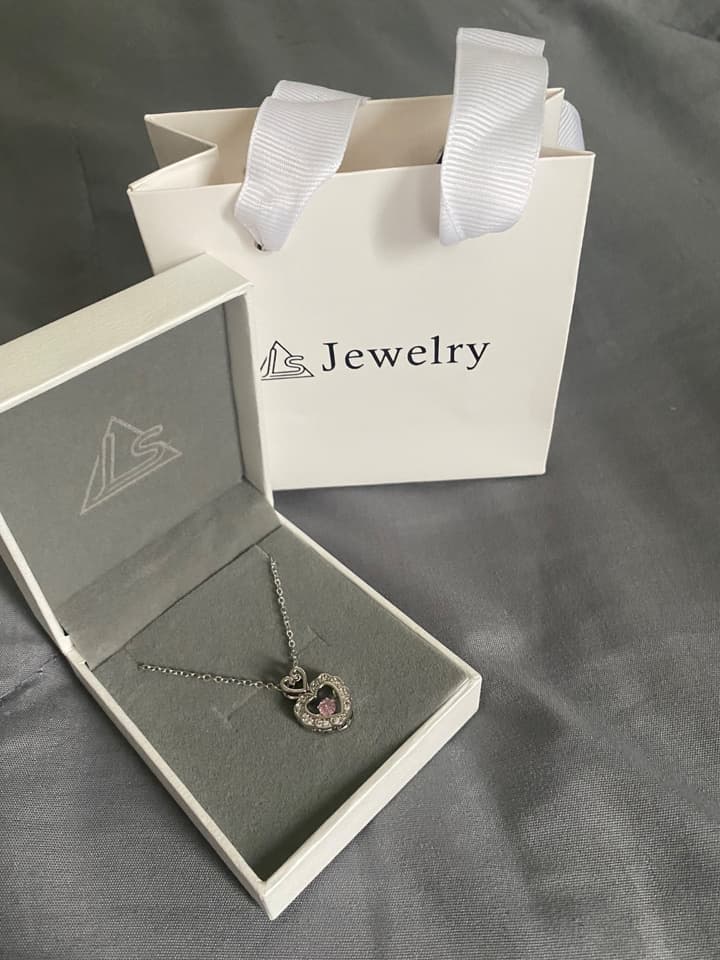 Серебряное ожерелье с подвеской в форме сердца LS Jewelry с розовыми бриллиантами
