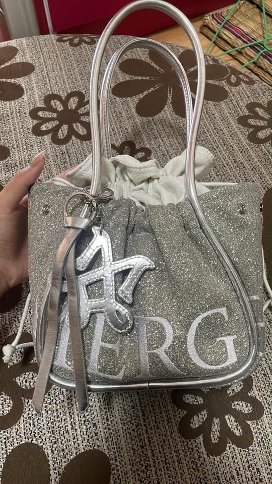 Merge A Day Bag Mini Handbag, White Glitter