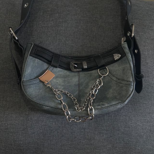 Denim Color Leather Crossbody Bag