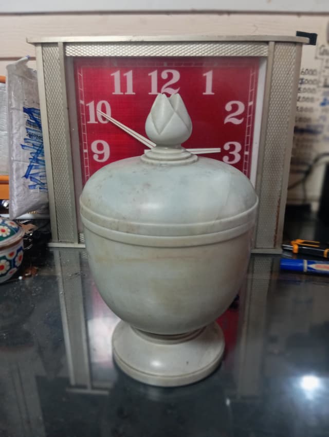 Marble Jar with Carved Lotus Flower Lid