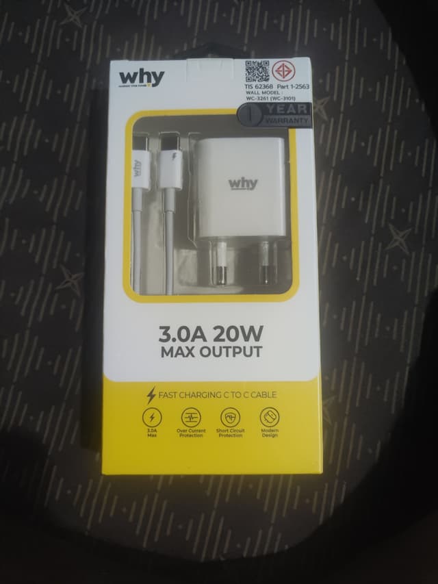 ชุดที่ชาร์จครบชุด 20W สายชาร์จ Type-C ยี่ห้อ WHY มี มอก.