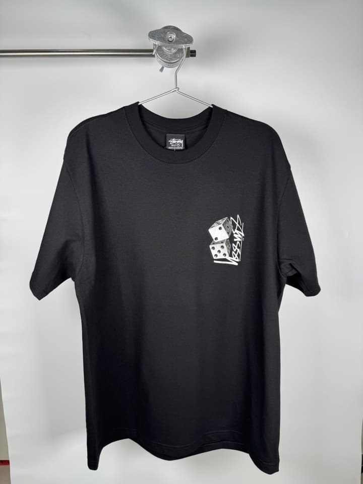 Черная футболка Stüssy с узором в виде игральных костей, новая, размер M
