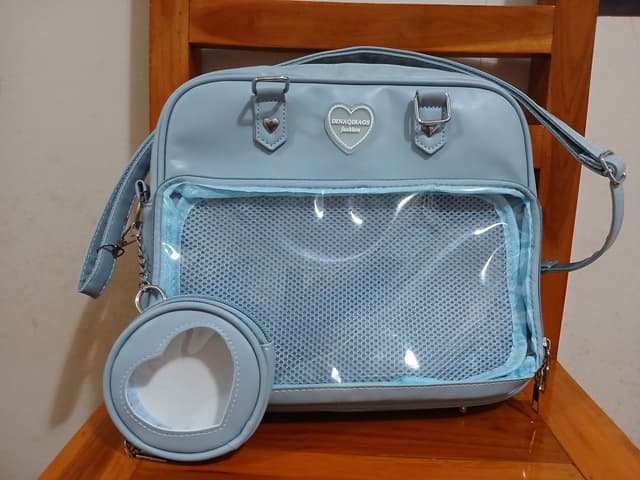 Pastel blue ita bag clear doll display bag