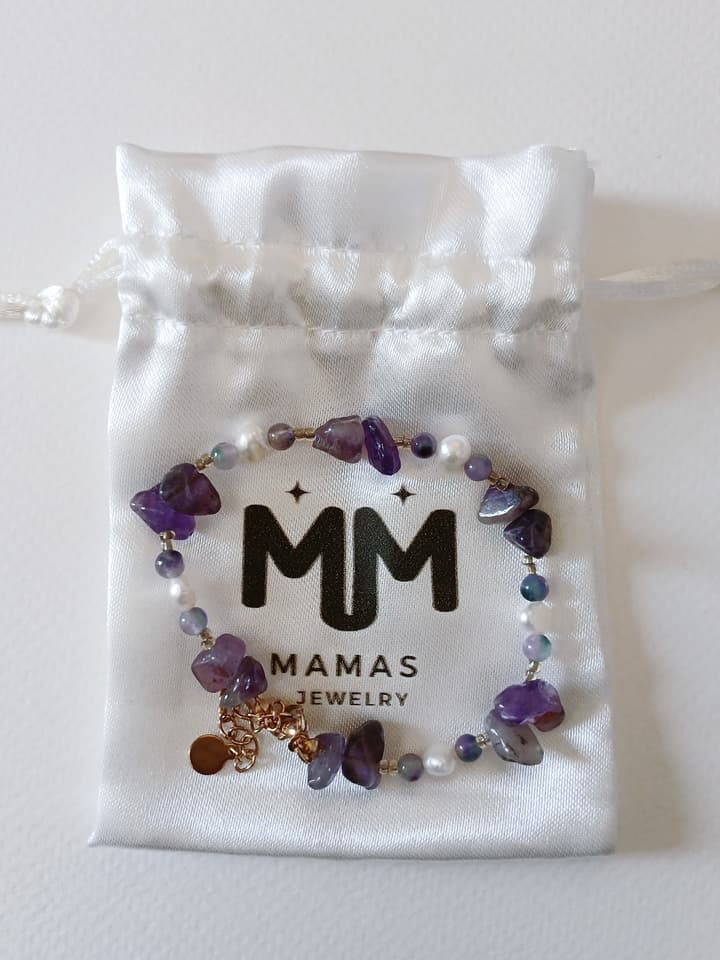 สร้อยข้อมือหินสีม่วง Mamas Jewelry
