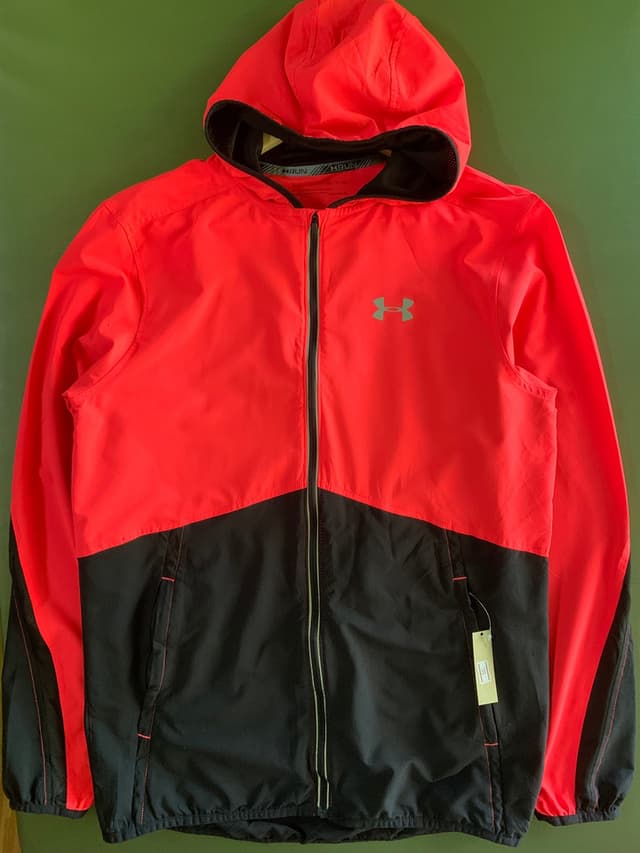 Under Armour red and black parachute fabric jacket, second-hand, size SM/P