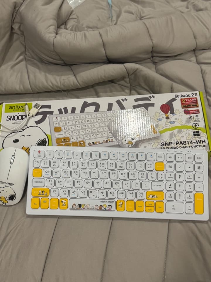 เซ็ทคีย์บอร์ด พร้อมเมาส์ไร้สาย Anitech x Snoopy 3 รุ่น SNP-PA814