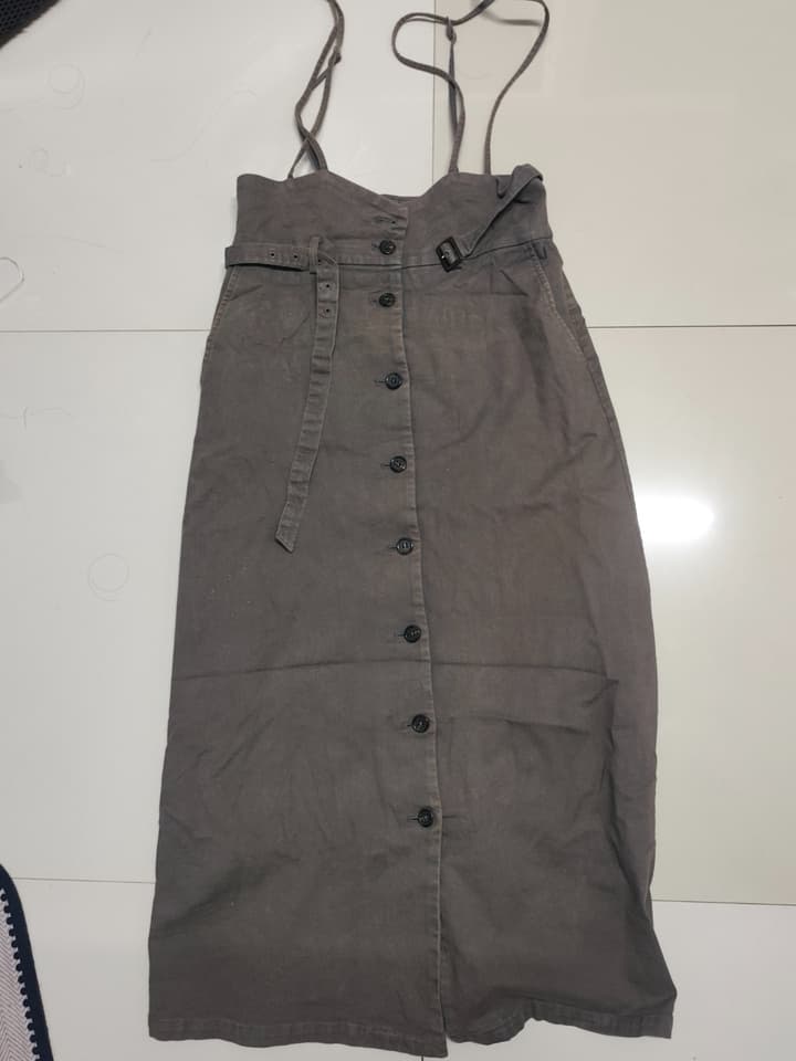 Brown Denim Pinafore Skirt