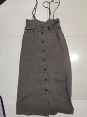 Brown Denim Pinafore Skirt - image blurred placeholder
