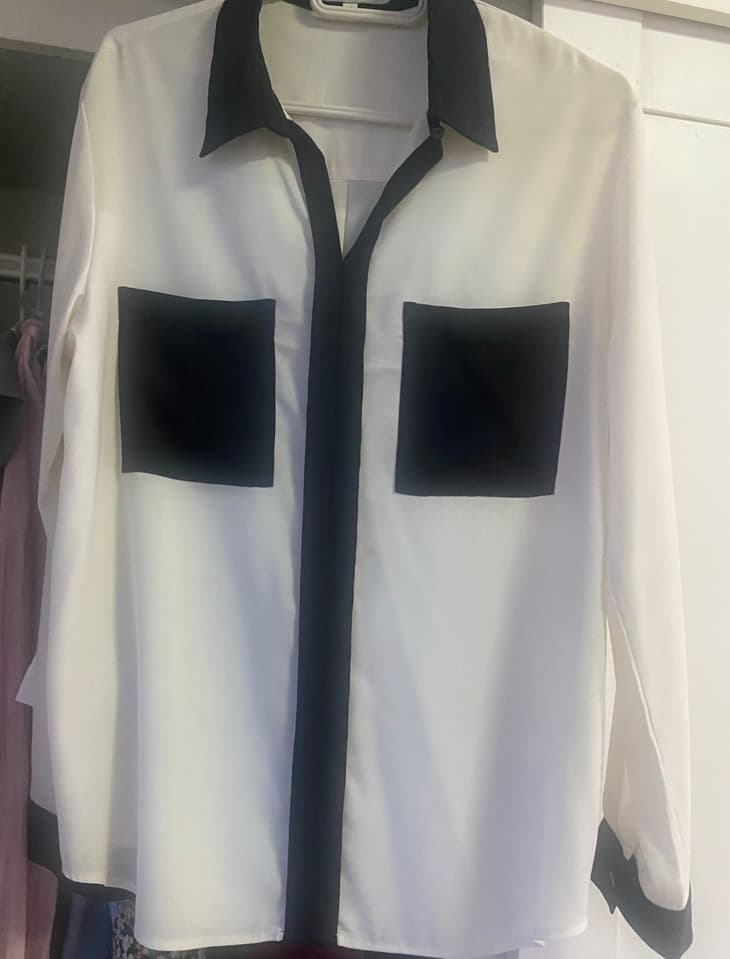 CPS Brand Two-Tone Black and White Long-Sleeve Shirt