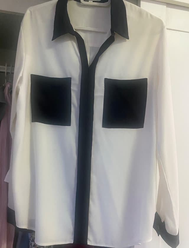 CPS Brand Two-Tone Black and White Long-Sleeve Shirt